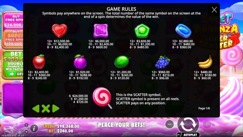 Sweet Bonanza Super Scatter Bezplatna Demo 3